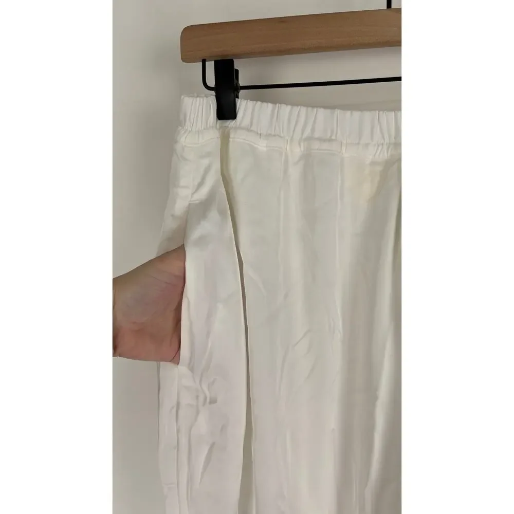 Maeve Anthropologie Pull On Silky Parachute Pants Womens Size Large White New